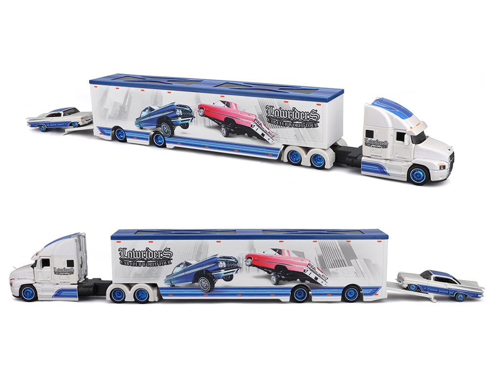 Maisto 1:64 Mijo Exclusives Mack Anthem & 1959 Chevrolet Impala SS – LOWRIDERS- Design Transporters