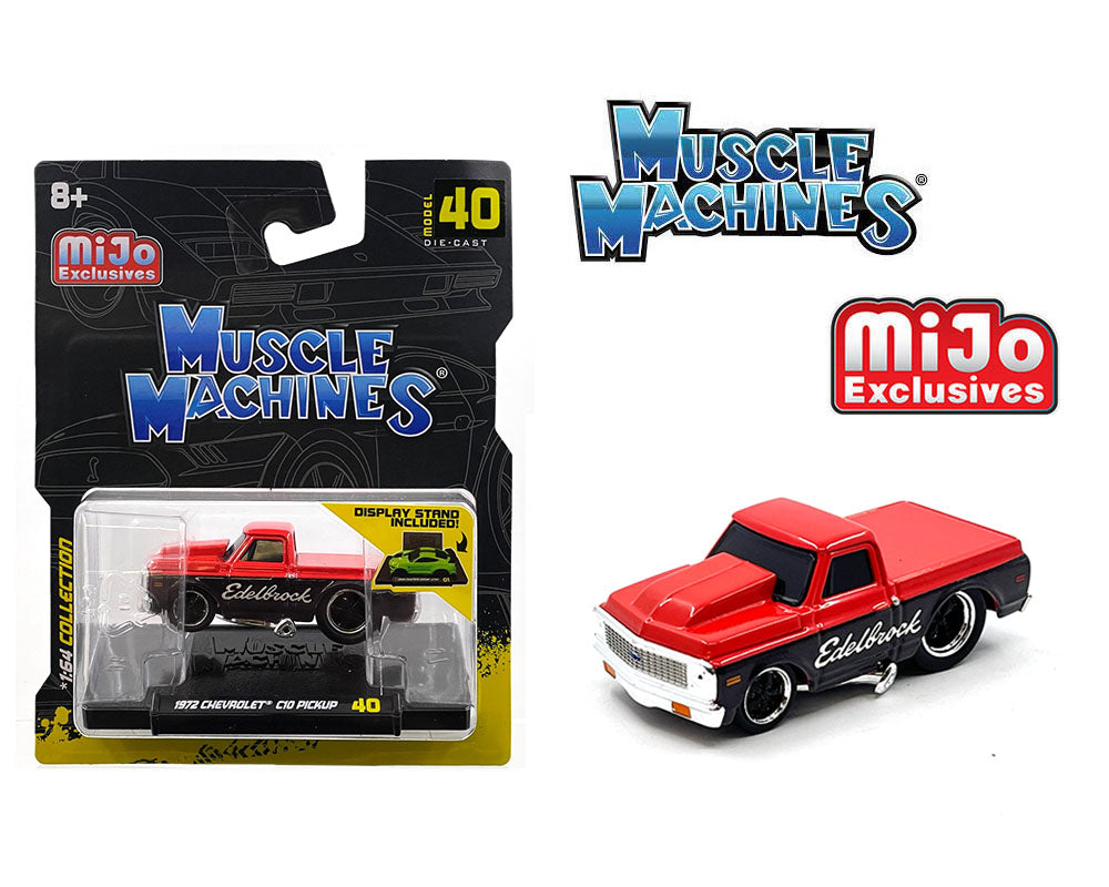 Muscle Machines 1:64 1972 Chevrolet C-10 Pick Up Edelbrock Limited Edition – Red with Black - House of Cars Virginia