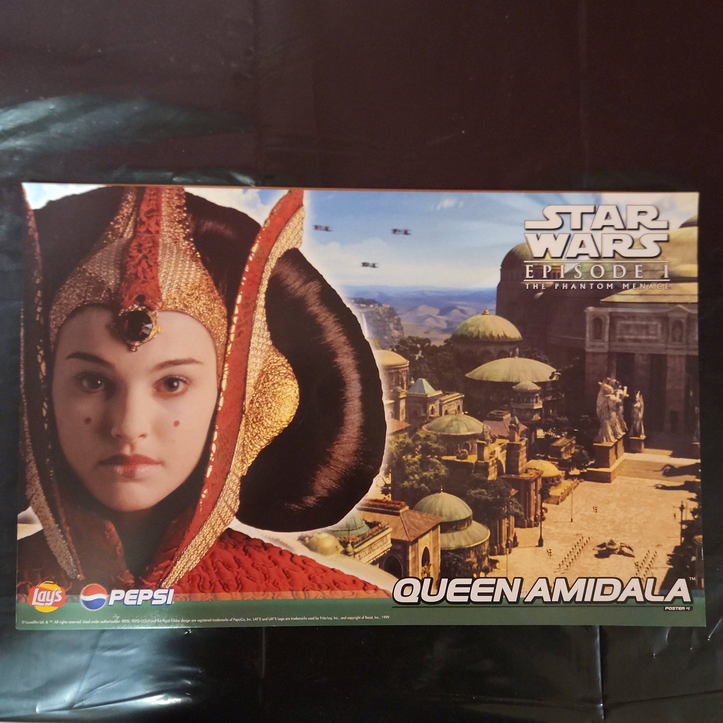 Star Wars Poster Ep 1 QUEEN AMIDALA 17x11 LAY'S PEPSI Promo 1999 - House of Cars Virginia