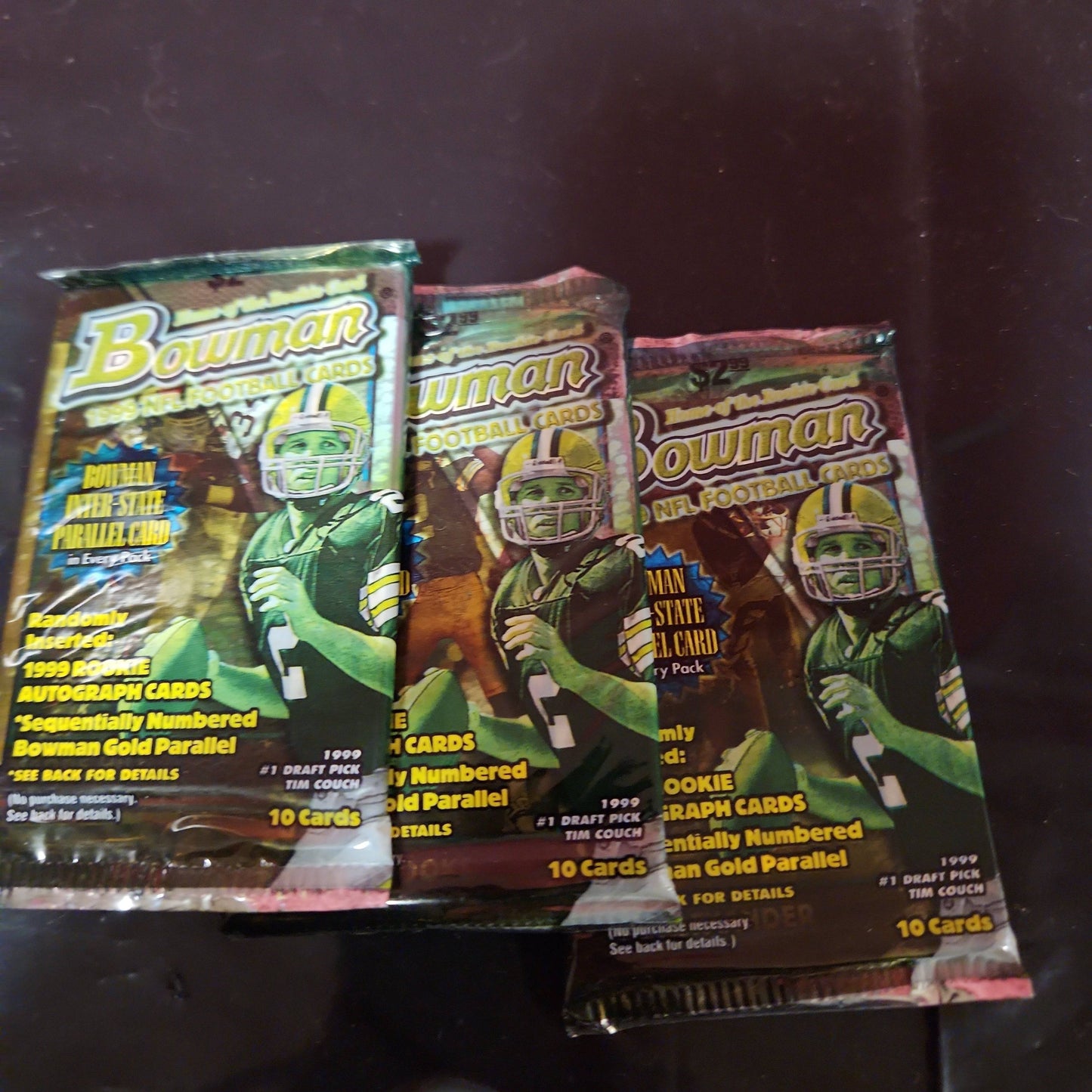 3 X 1999 Bowman Football Hobby Pack - Factory Sealed - McNabb Rookie? NFL Cards - House of Cars Virginia