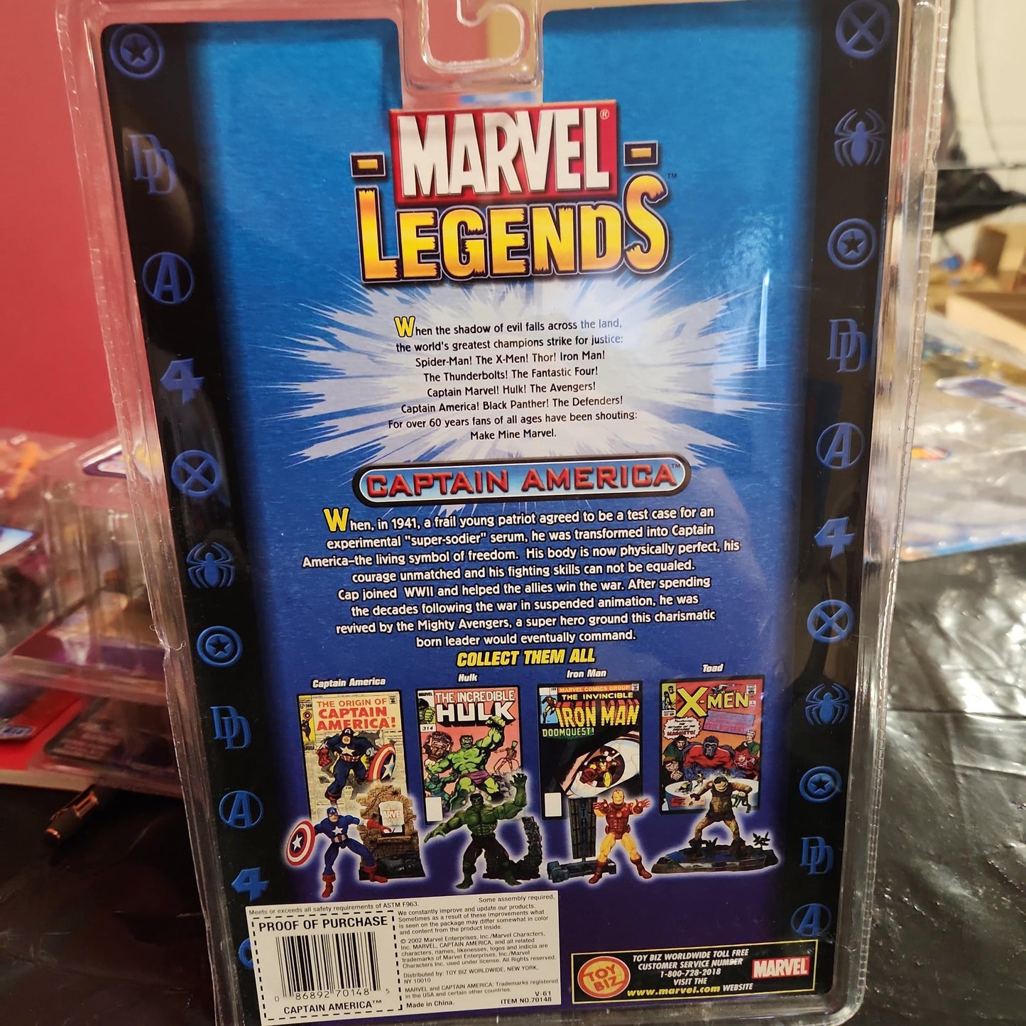2002 TOY BIZ MARVEL LEGENDS: SERIES 1 CAPTAIN AMERICA 6" ACTION FIGURE - House of Cars Virginia