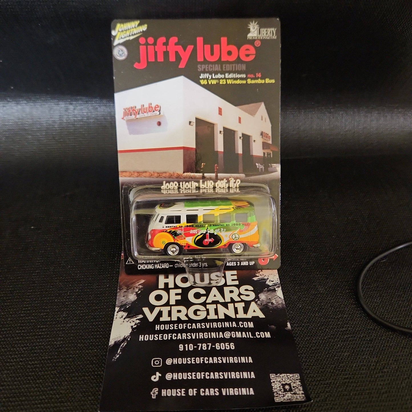 Johnny Lightning Jiffy Lube Editions 14, '66 VW 23 Window Samba Bus - House of Cars Virginia