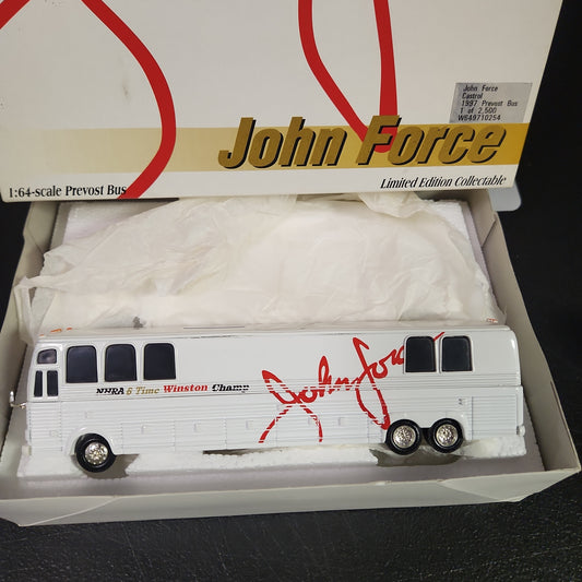 JOHN FORCE 1997 PREVOST BUS/BANK-CASTROL-ACTION RACING-NHRA-WINSTON-1:64 Autographed - House of Cars Virginia