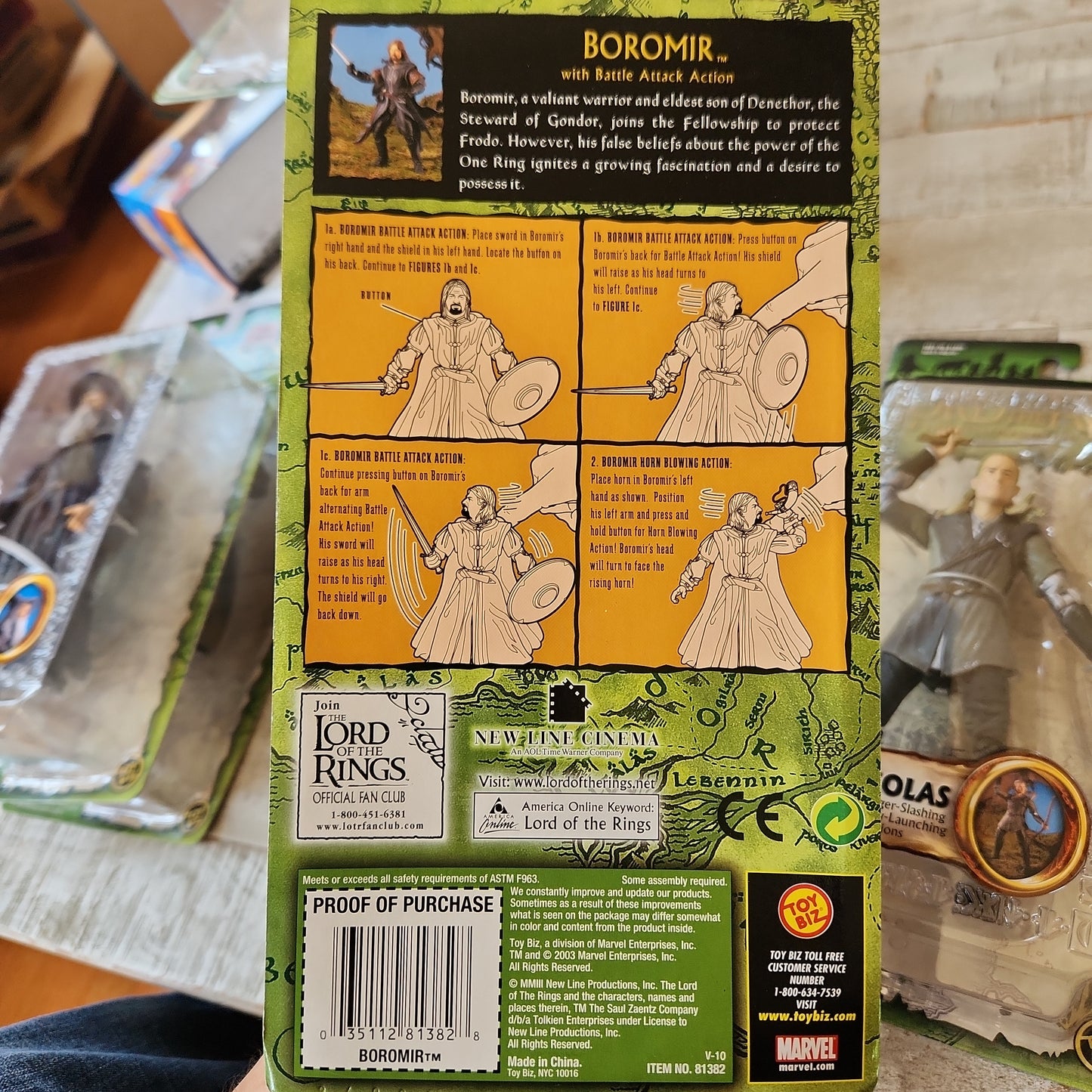 Lord of the Rings Action Figure Boromir LOTR Toybiz Horn of Gondor Shield FOTR - House of Cars Virginia