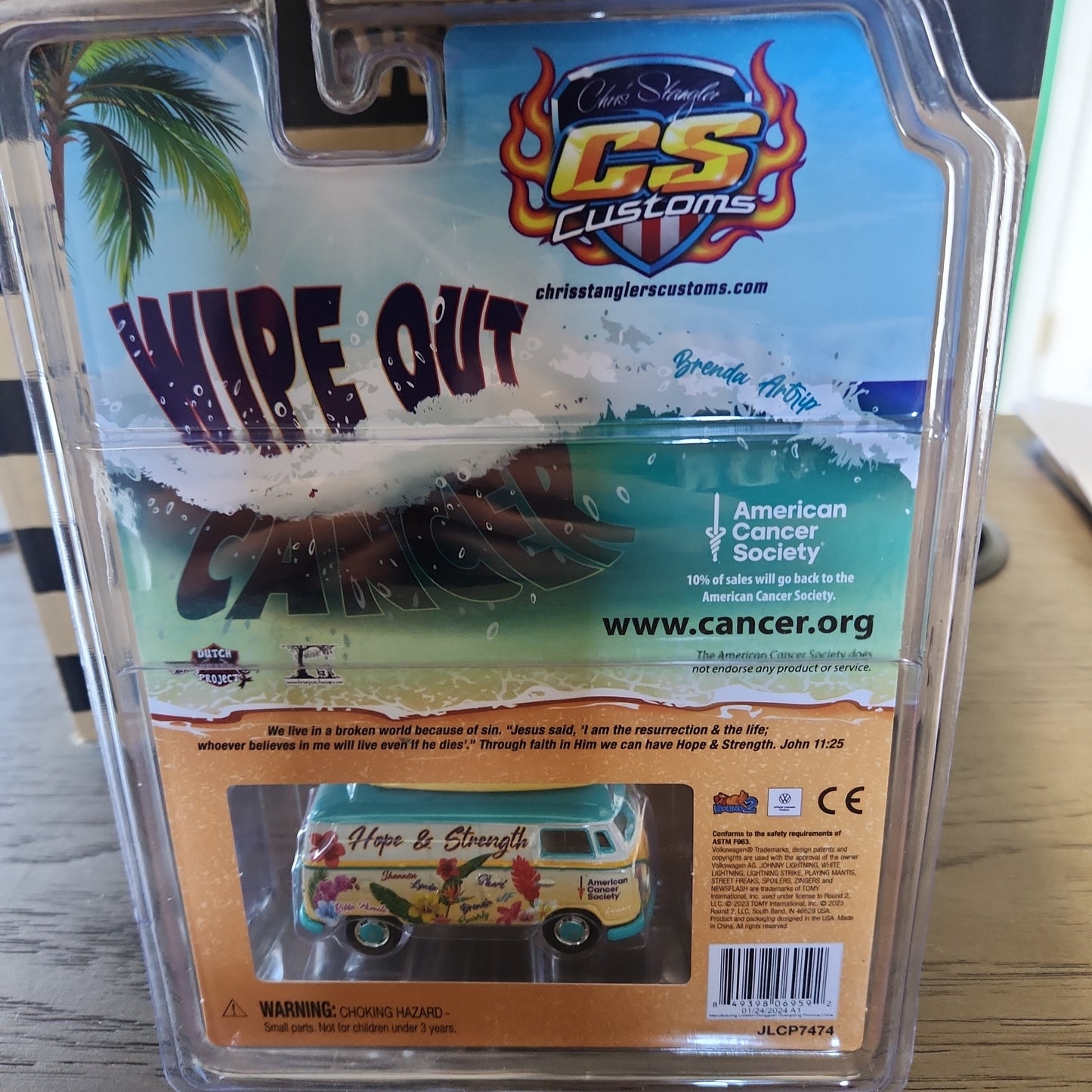 Johnny Lightning 2024 wipe out cancer VW Type 2 transport. CS Exclusive - House of Cars Virginia