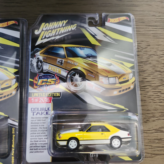 Johnny Lightning 2024 DOUBLE TAKE 1986 Ford Mustang SVO Set. CS Exclusive - House of Cars Virginia