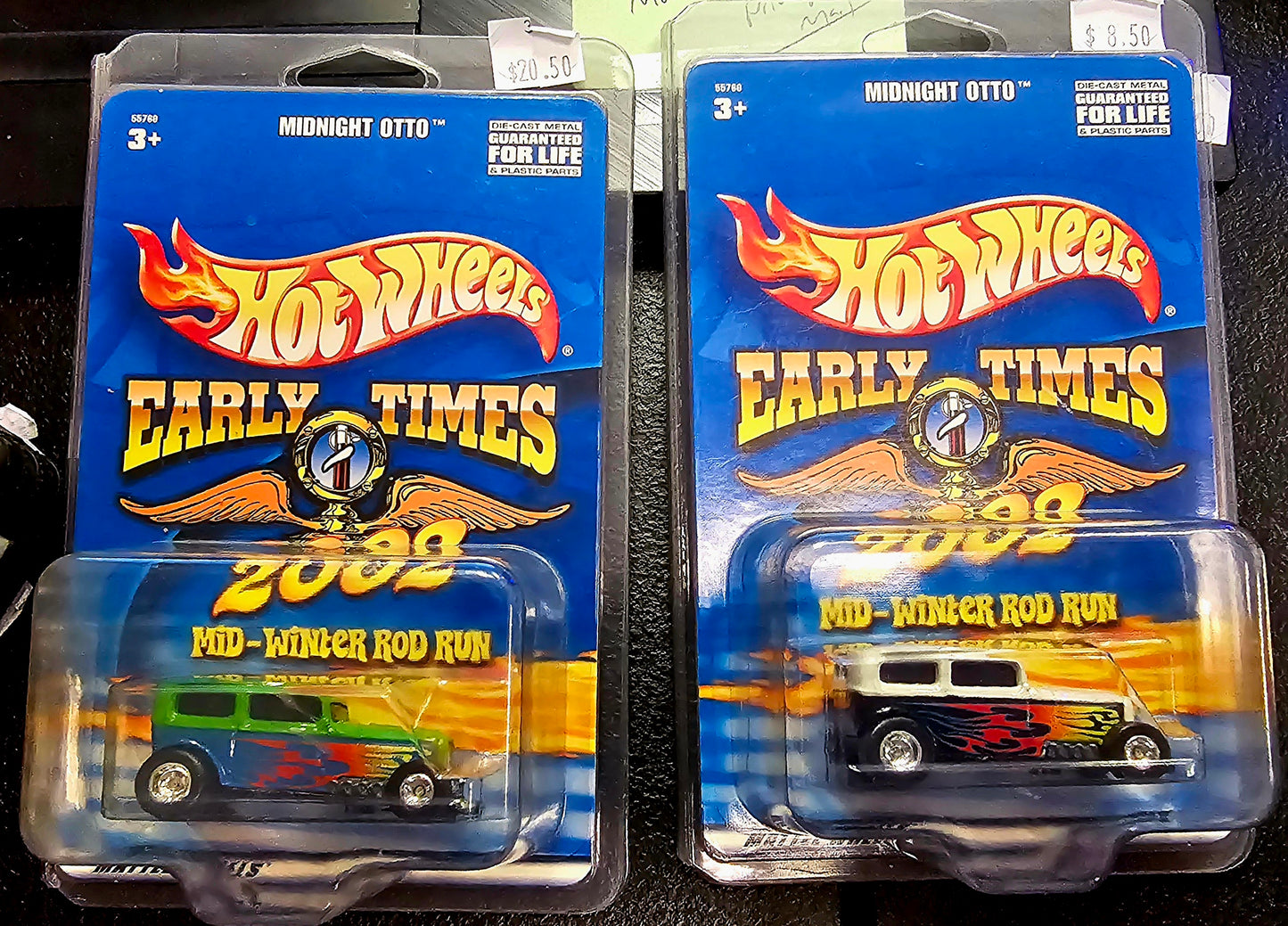 Lot of 2nHot Wheels 55760 Midnight Otto Early Times Hot Rod Black and Green - House of Cars Virginia