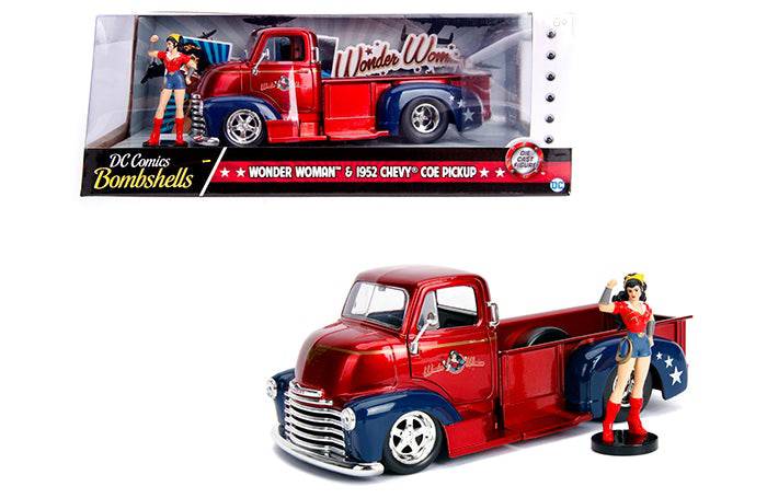 Jada 1:24 1952 Chevrolet Coe with Wonder Woman Figure – DC Comics Bombshells – Hollywood Rides - House of Cars Virginia