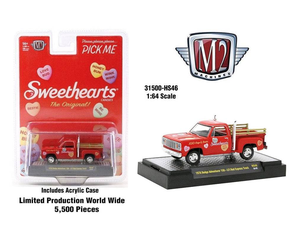 M2 Machines 1:64 1978 Dodge Adventure 150 Li’l Red Express Truck- Red Sweetheart – Hobby Exclusive - House of Cars Virginia