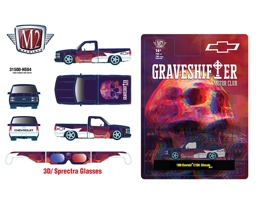 (Preorder) M2 Machines 1:64 1990 Chevrolet C1500 Siverado with 3D Sprectra Glasses – Hobby Exclusive