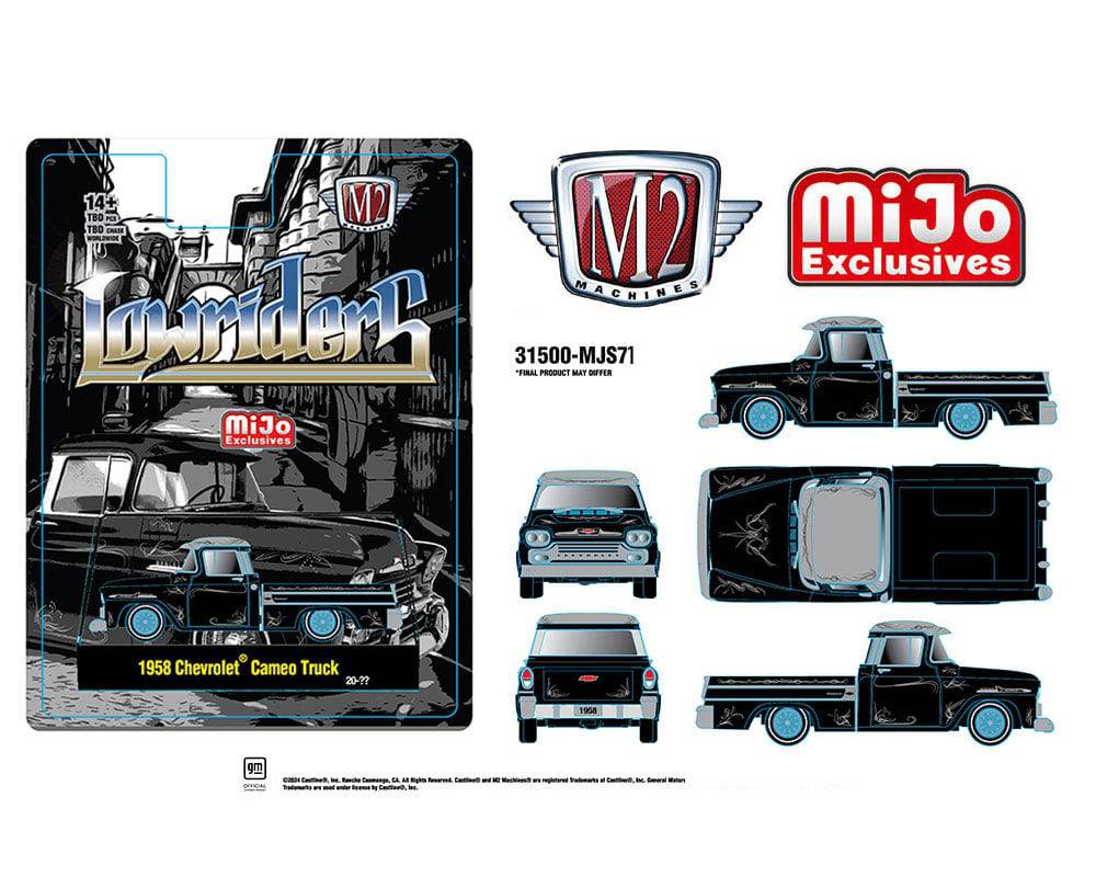 M2 Machines 1:64 1958 Chevrolet Cameo Pickup Truck Lowriders Limited Edition – Black - House of Cars Virginia