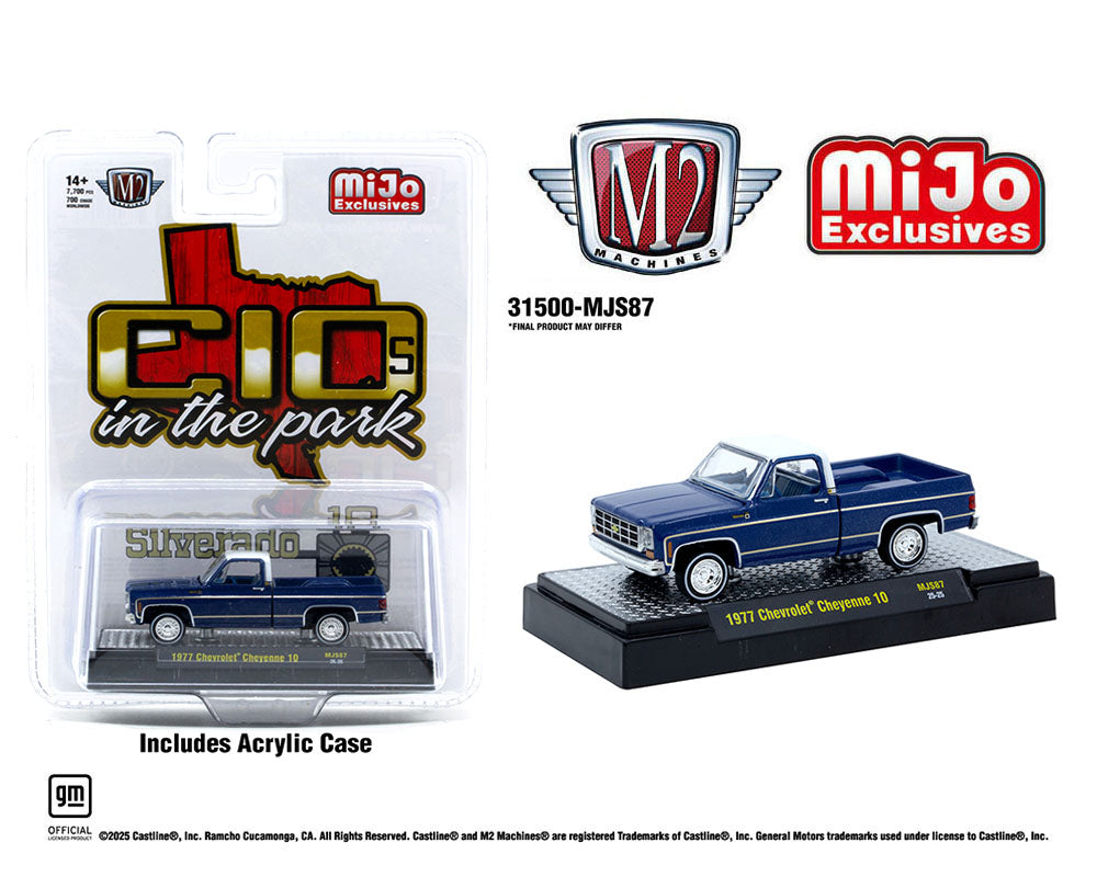 M2 Machines 1:64 1977 Chevrolet Cheyenne 10 – Blue – C10s In The Park – MiJo Exclusives Limited Edition - House of Cars Virginia