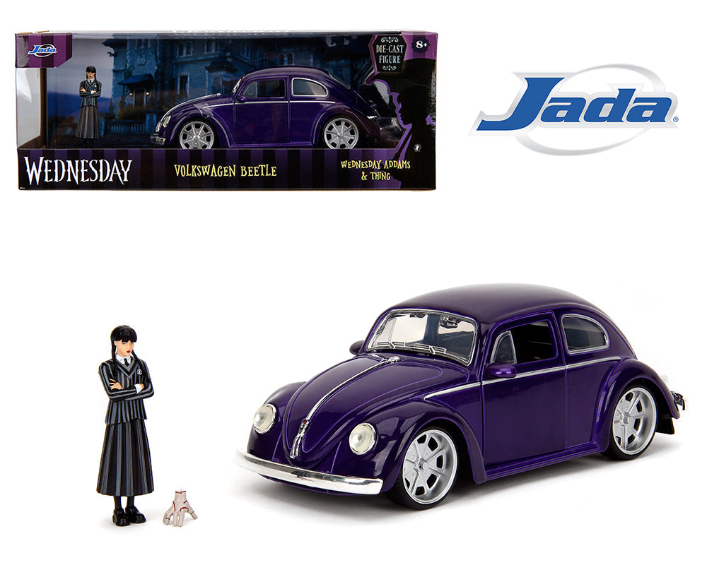 Jada 1:24 Volkswagen Beetle with Wednesday Addams and Thing Figures – Hollywood Rides - House of Cars Virginia