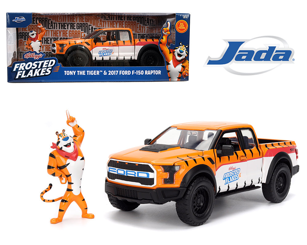 Jada 1:24 Kellogg’s Frosted Flakes Tony the Tiger & 2017 Ford F-150 Raptor – Orange/White with Tiger Stripes – Hollywood Rides