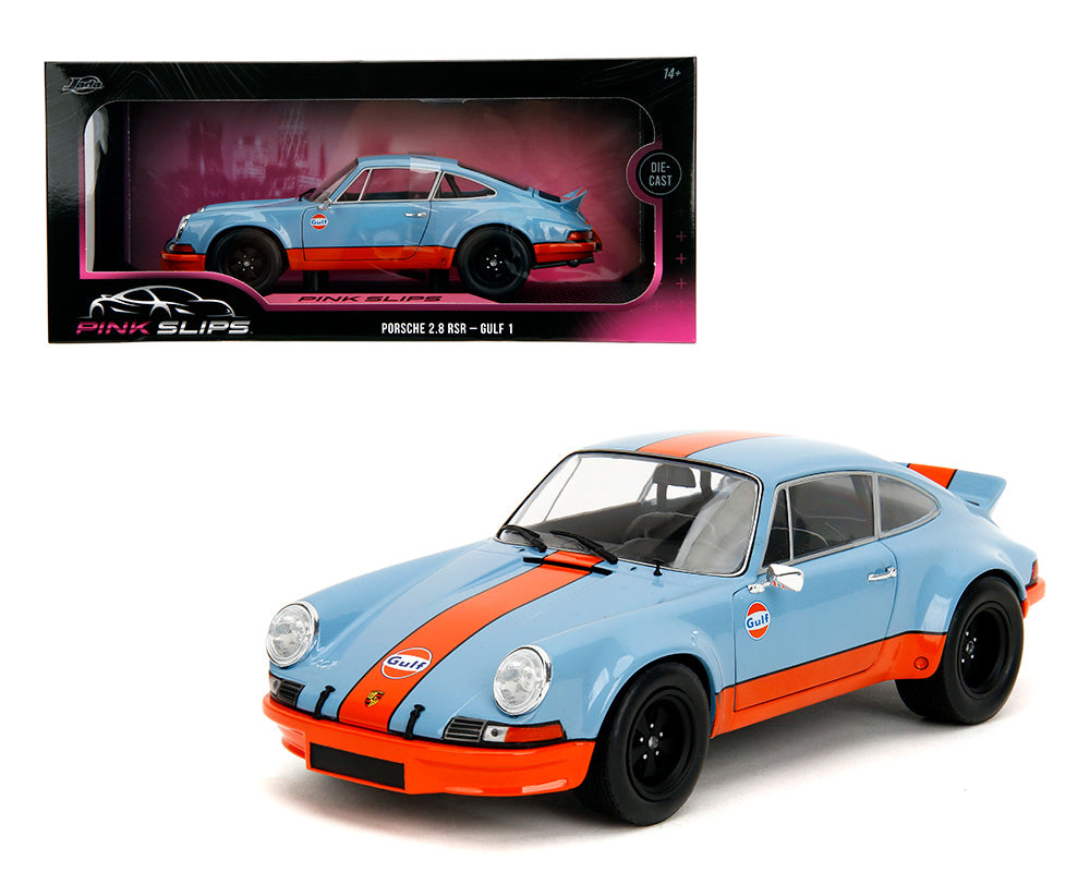 Jada 1:18 1973 Porsche 911 RSR 2.8 – Gulf 1 – Blue/Orange – Pink Slips