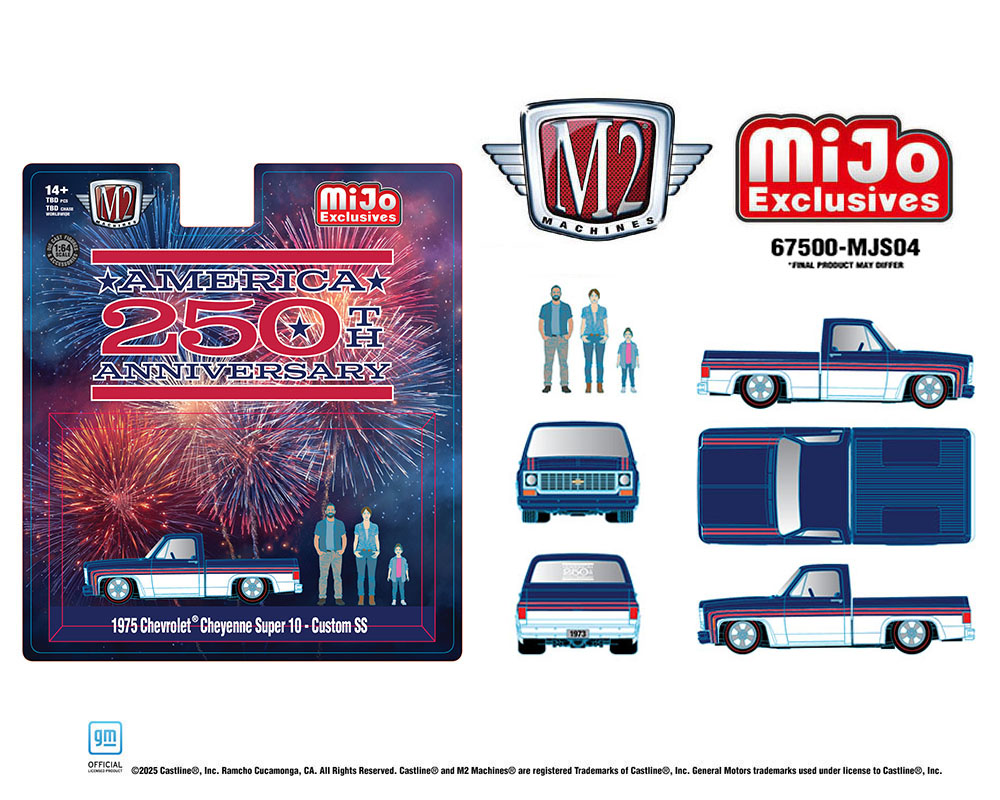 (Preorder) M2 Machines 1:64 Diorama Series 1975 Chevrolet Cheyenne Super 10 Custom 250th America Anniversary with Family Figures – Mijo Exclusives - House of Cars Virginia