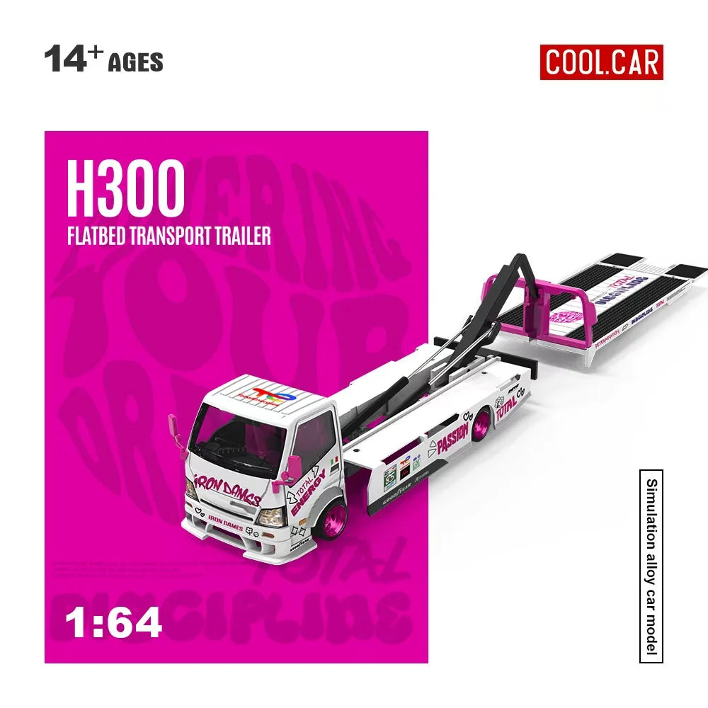 Cool.Car 1:64 Hino H300 Flatbed Car Hauler - Iron Dames