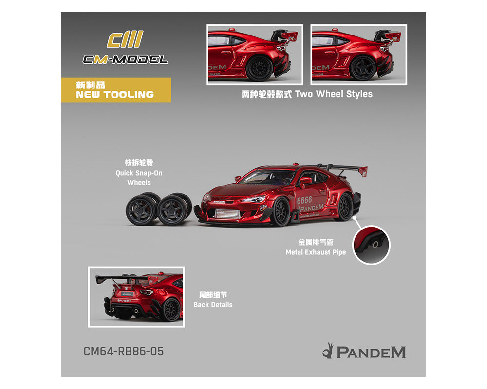 (Preorder) CM Model 1:64 Toyota GT86 Pandem Widebody V3.5 – Metallic red- Limited Edition