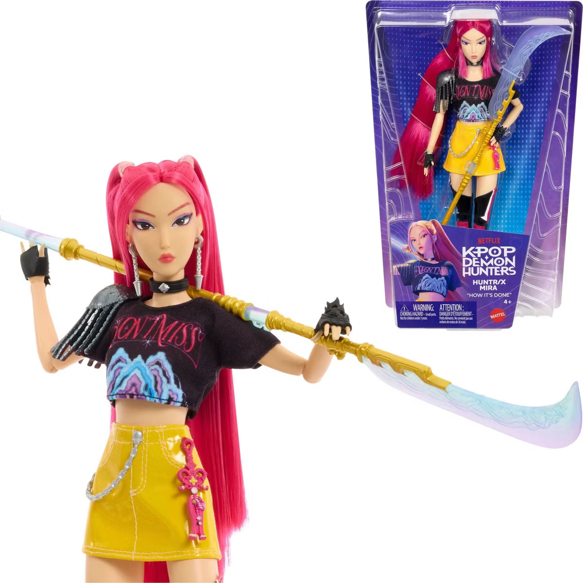 KPop Demon Hunters HUNTR/X Mira Fashion Doll in Removable Look with Themed Movie Accessories