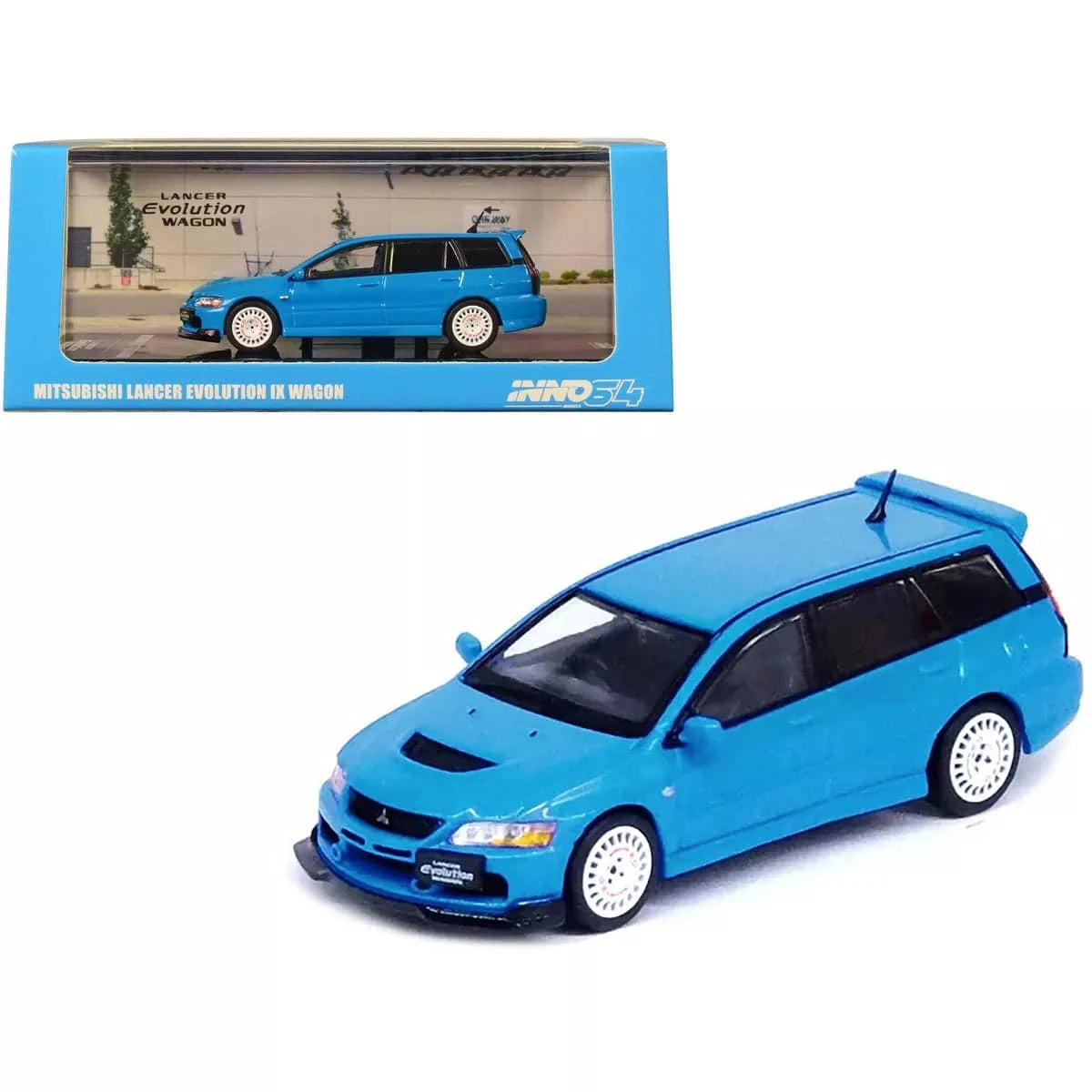 Mitsubishi Lancer Evolution IX Wagon RHD (Right Hand Drive) Blue 1/64 Diecast Model Car by Inno Models - House of Cars Virginia