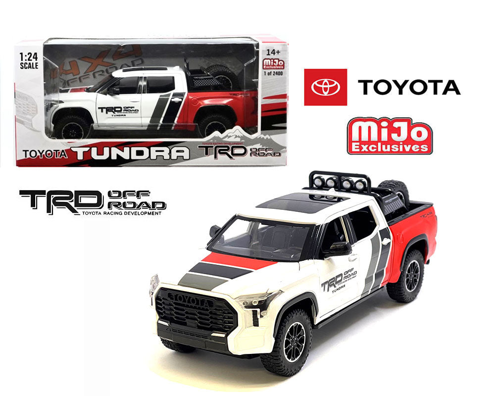 MiJo Exclusives 1:24 2023 Toyota Tundra TRD Off-Road Custom – White with Grey, Black, and Red – Limited Edition JADA - House of Cars Virginia