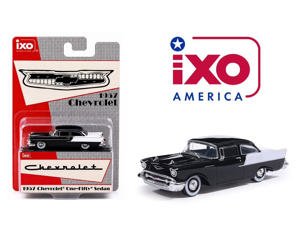 IXO Model 1:64 1957 Chevrolet One-Fifty Sedan – Onyx Black and India Ivory- Limited Edition