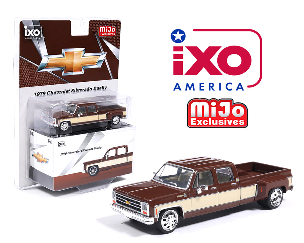 IXO Model 1:64 1979 Chevrolet Silverado C30 Crew Cab Dually Lowered – Cordova Brown and Santa Fe Tan – Limited Edition – Mijo Exclusives