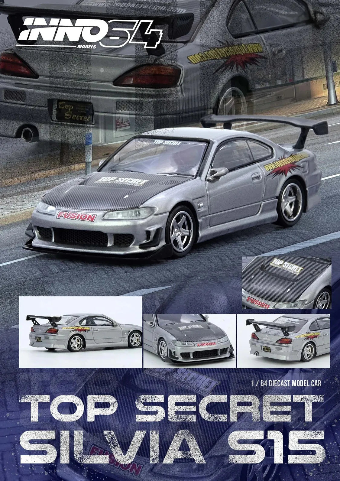 INNO64 1:64 TOP SECRET Silvia (S15) – Silver