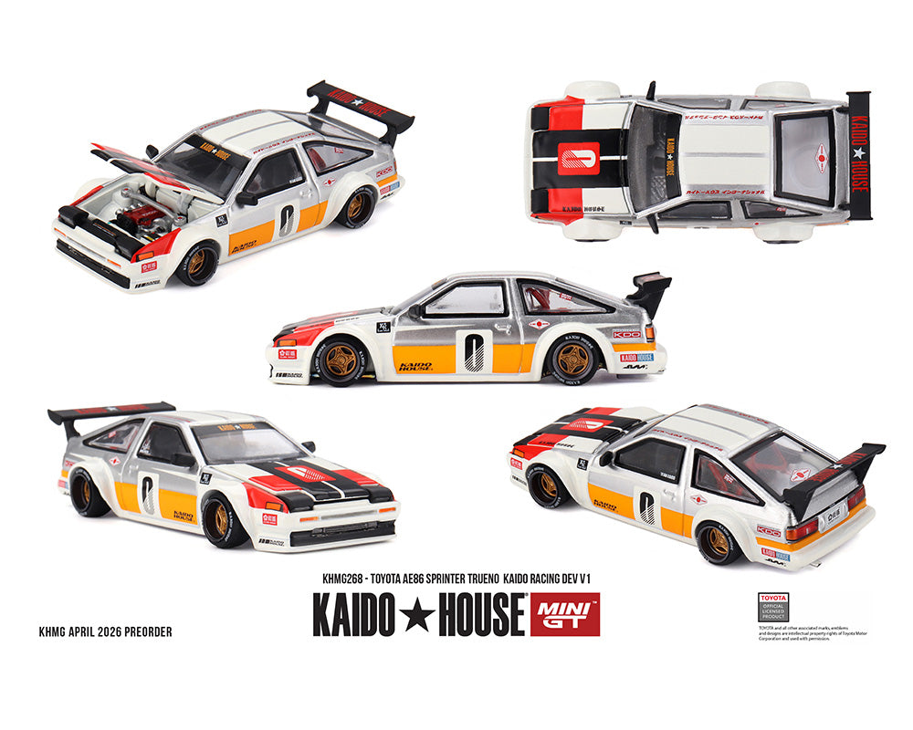(Preorder) Kaido House x Mini GT Toyota AE86 Sprinter Trueno Kaido Racing Dev V1 – White - House of Cars Virginia