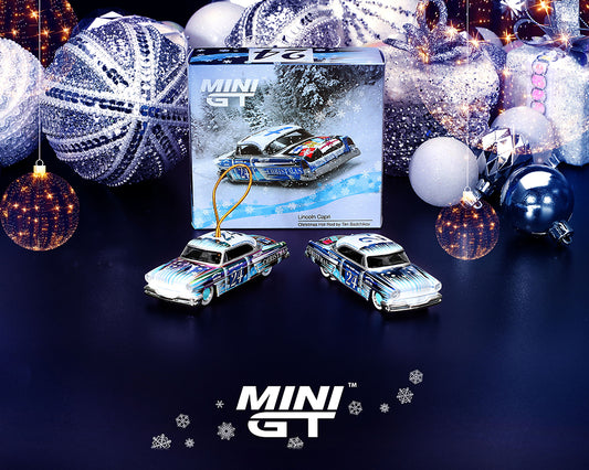 Mini GT 1:64 Lincoln Capri Christmas Hot Rod Set by Tim Sadchikov 2024 Christmas Edition Limited 9,999 Set - House of Cars Virginia