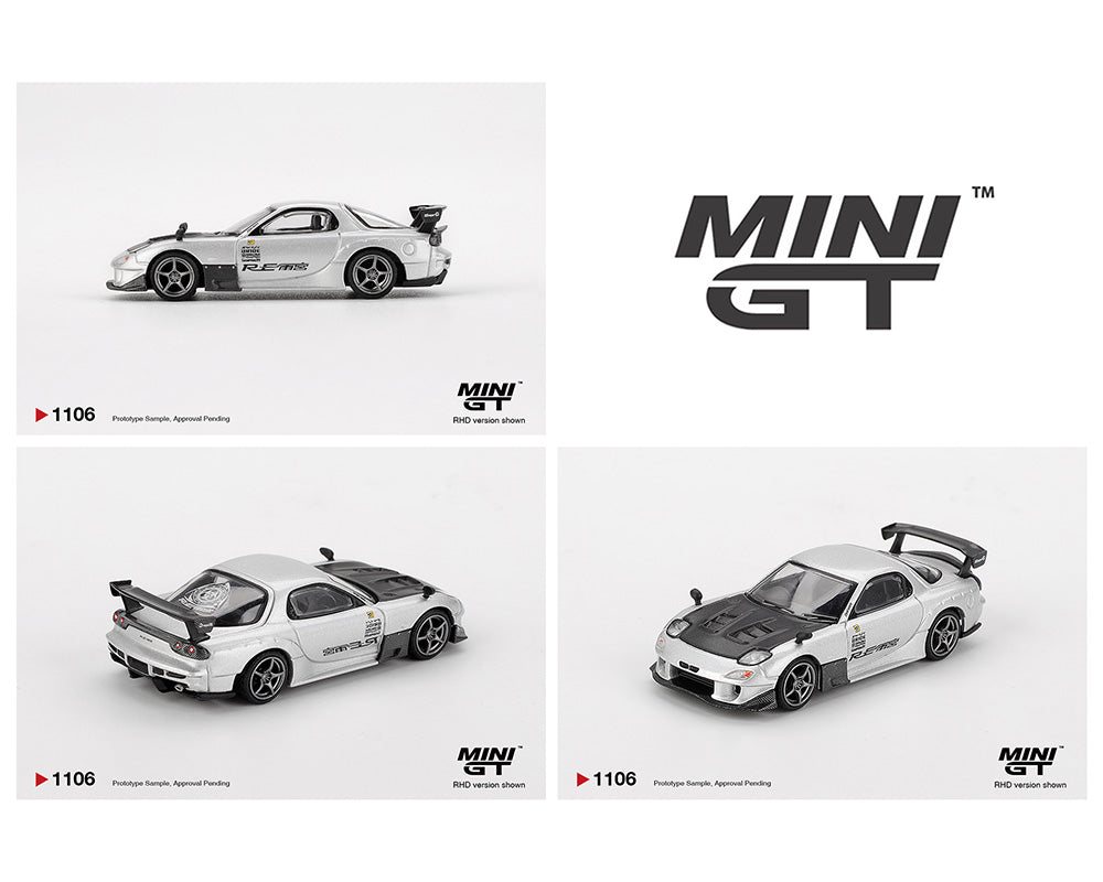 Mini GT 1:64 Mazda RX-7 RE-Amemiya – Silver Metallic - House of Cars Virginia