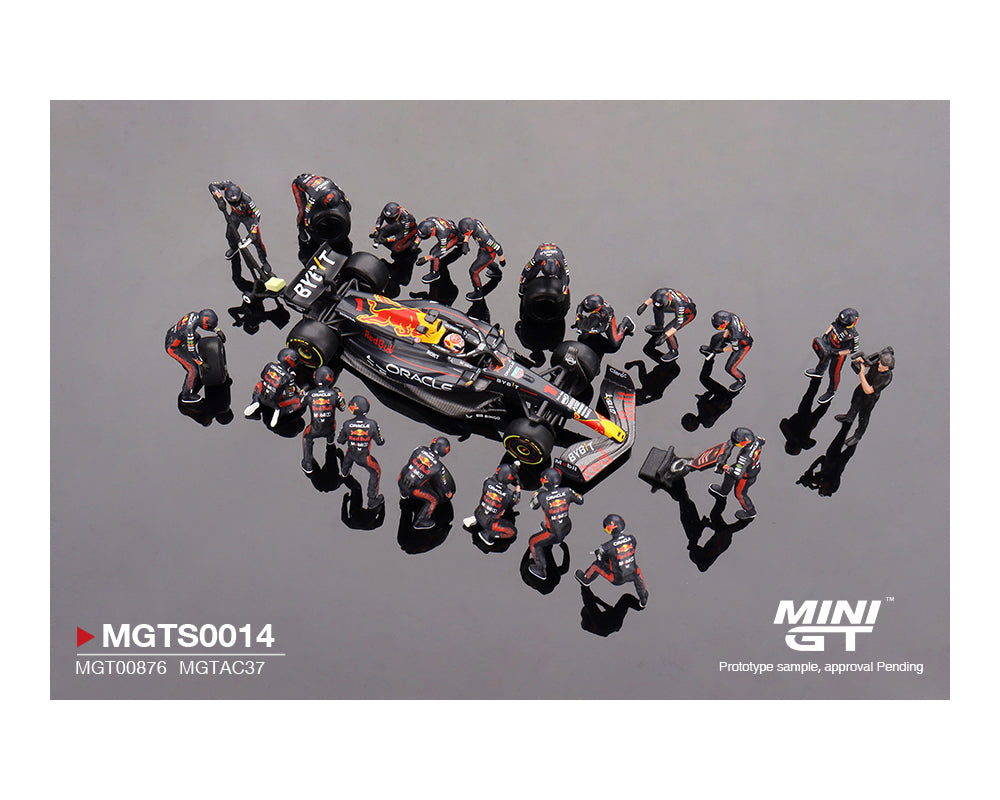 Mini GT 1:64 Oracle Red Bull Racing RB19 #1 Max Verstappen 2023 F1 Japanese Grand Prix Pit Crew Set Limited Edition 5000 Sets