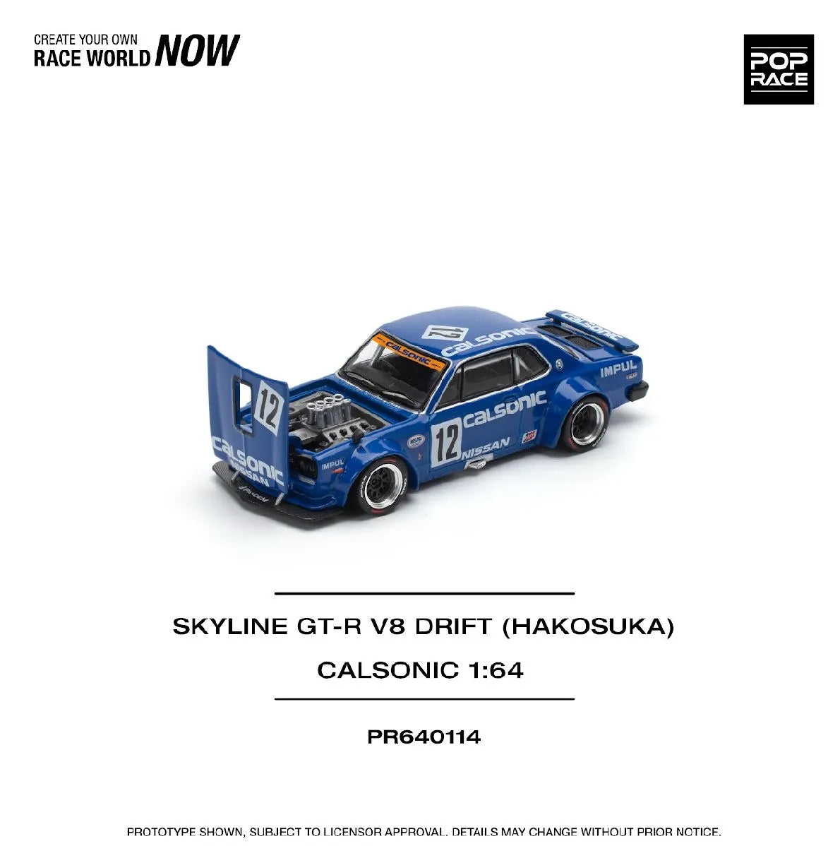 Pop Race 1:64 Skyline GT-R V8 Drift Hakosuka - Calsonic #12
