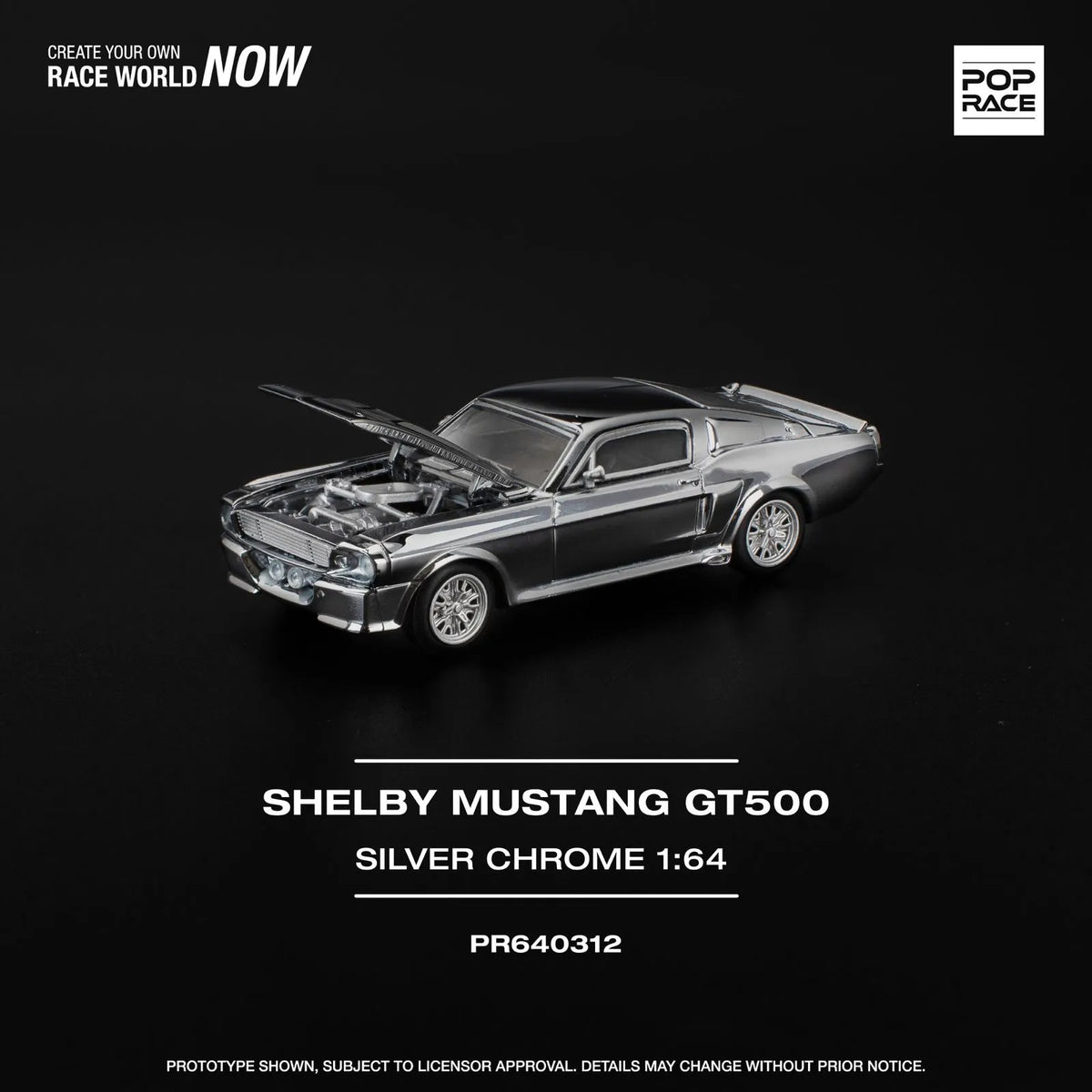 Pop Race 1:64 "The Dark Chrome Series" Shelby Mustang GT500