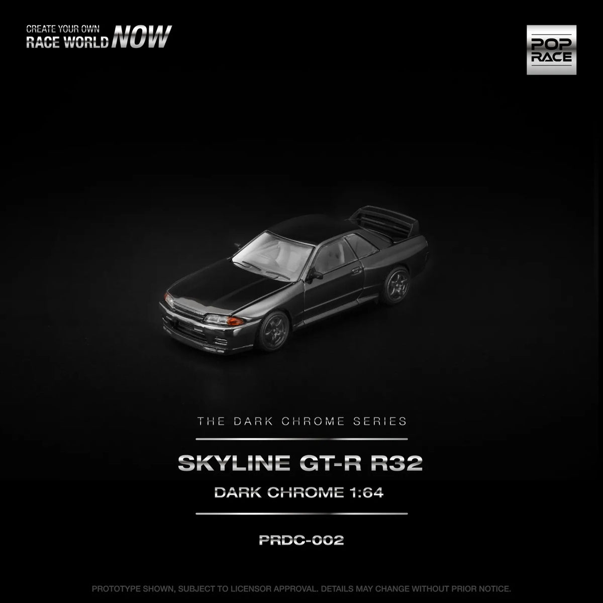 Pop Race 1:64 "The Dark Chrome Series" Nissan Skyline GT-R (R32)