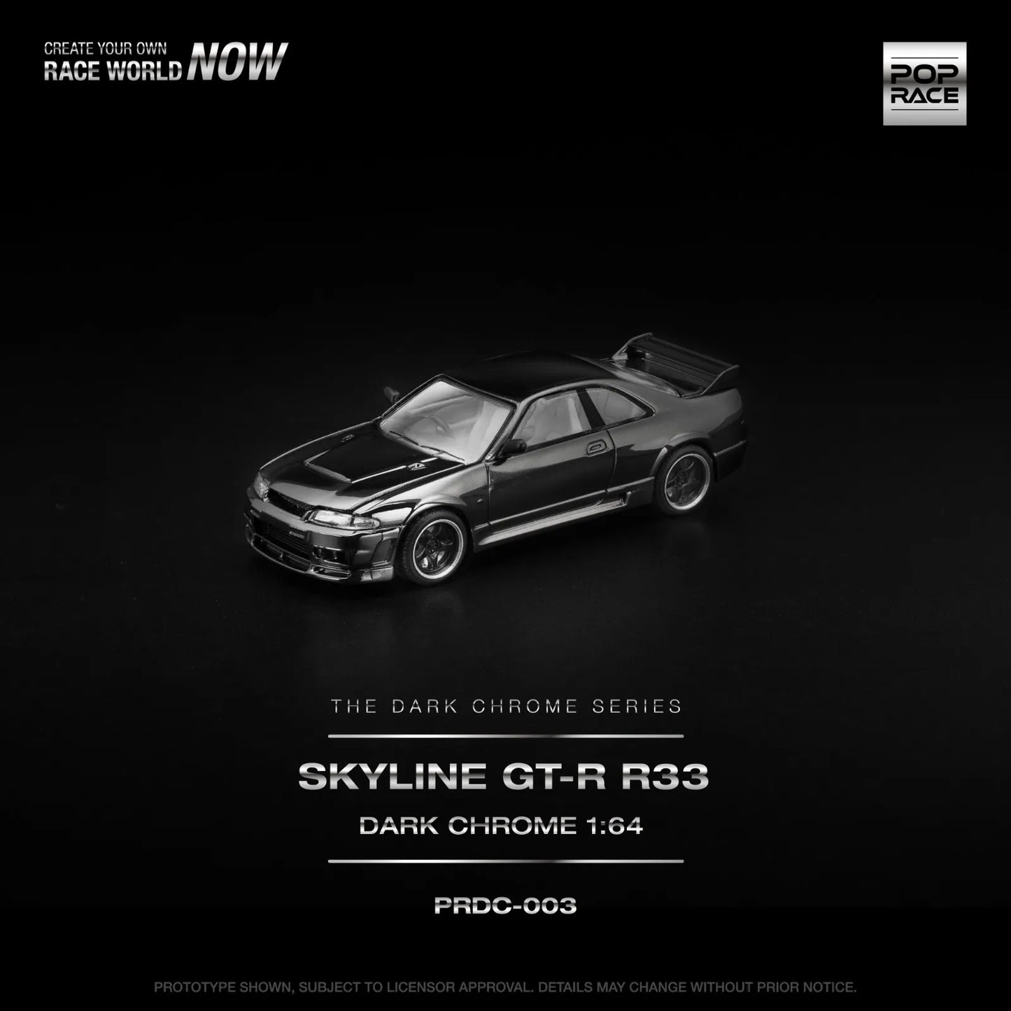 Pop Race 1:64 R33 GT-R 400R – DARK CHROME