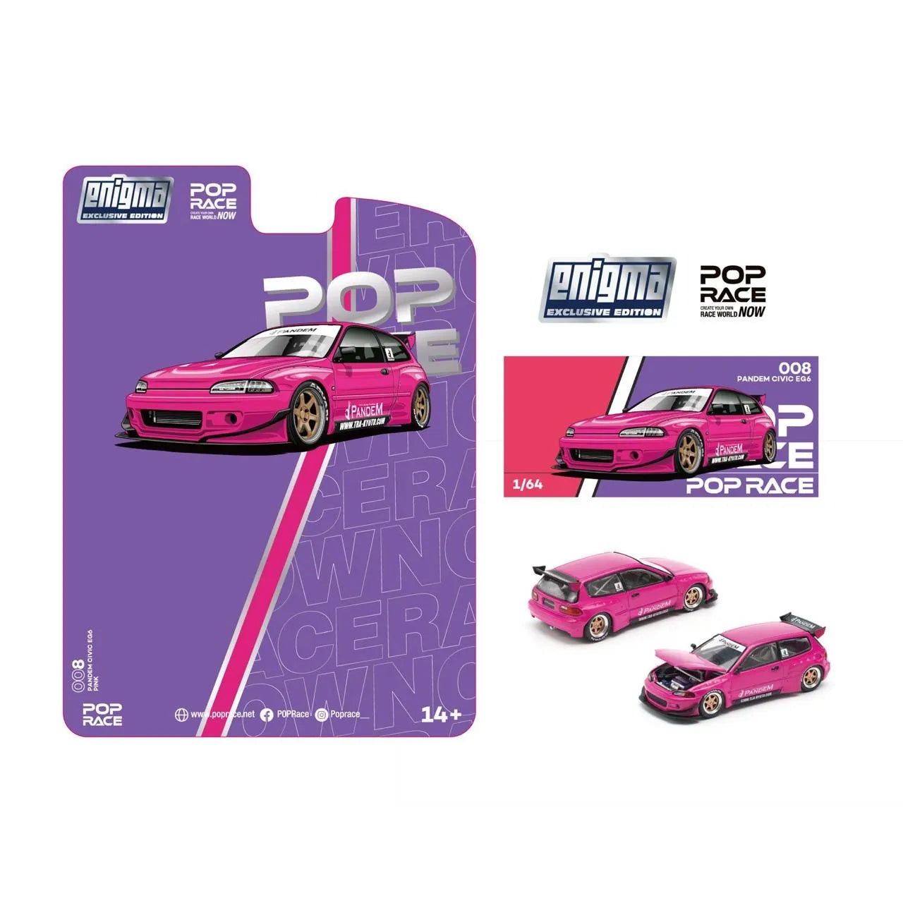 Pop race 1:64 Pandem Civic EG6 – Pink