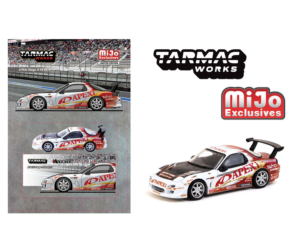 Tarmac Works 1:64 A’PEXi Stage-D FD RX-7 – White – Global64 – MiJo Exclusives - House of Cars Virginia