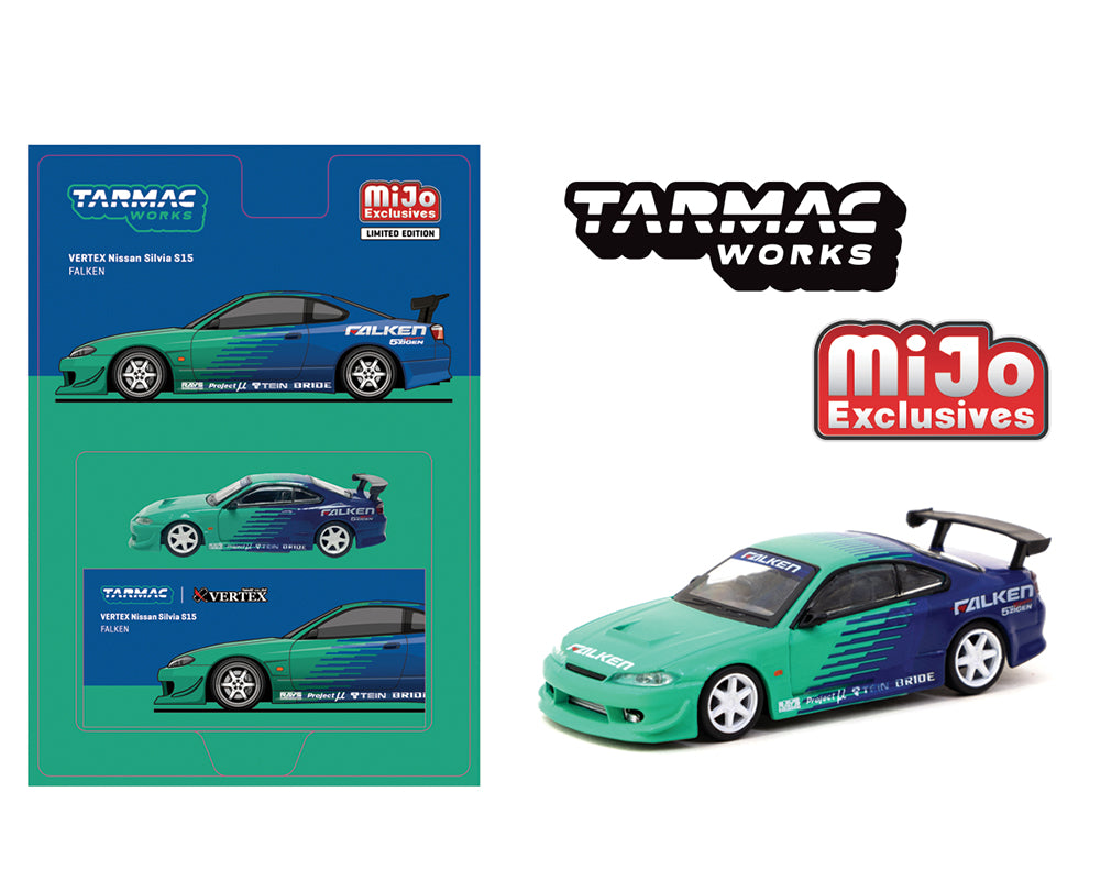 Tarmac Works 1:64 VERTEX Nissan Silvia S15 Falken Livery – Blue – Global64 - House of Cars Virginia