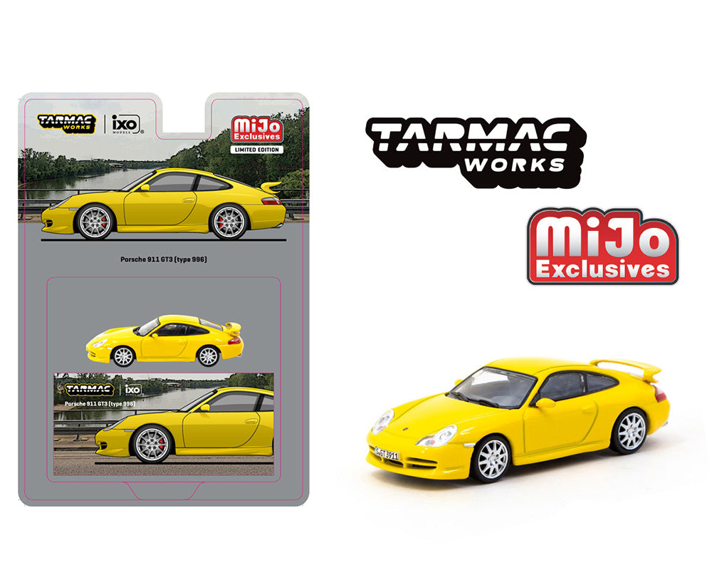 Tarmac Works 1:64 Porsche 911 GT3 (996) – Yellow – ixo Models – MiJo Exclusives Limited Edition