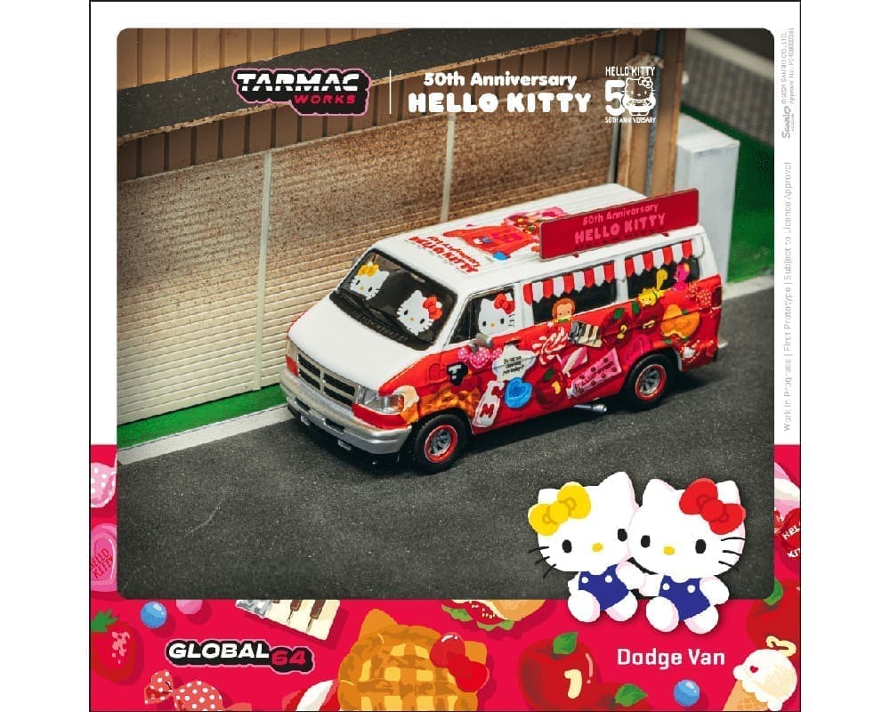 Tarmac Works 1:64 Dodge Van Hello Kitty Food Truck- White – MiJo Exclusives - House of Cars Virginia