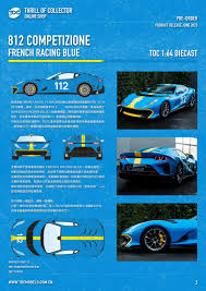 Thrill of Collector Diecast 1/16 Ferrari FE 812 Competizon French Racing Blue - House of Cars Virginia
