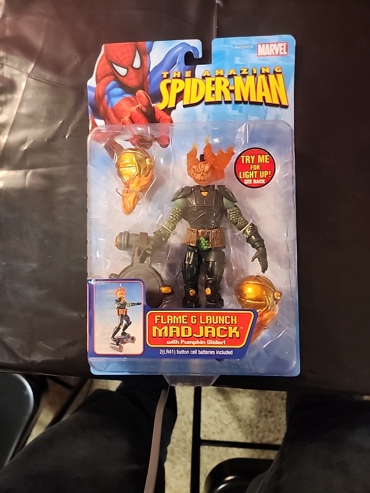 Amazing Spider-Man FLAME & LAUNCH MAD JACK Action Figure Marvel ToyBiz 2006 NIB - House of Cars Virginia