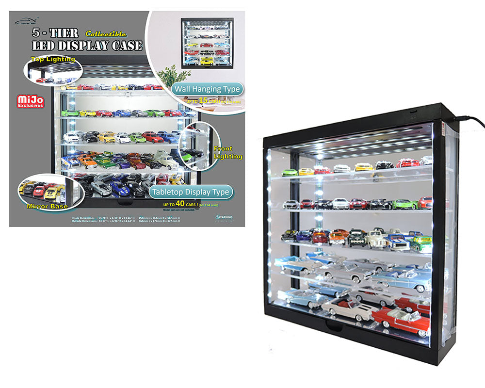 Showcase 1:64 Wall Mount 5 Tiers USB Powered LED Black with Mirror Back – MiJo Exclusives - House of Cars Virginia