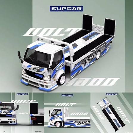SupCar 1:64 Hino H300 Flatbed Car Hauler - Volt