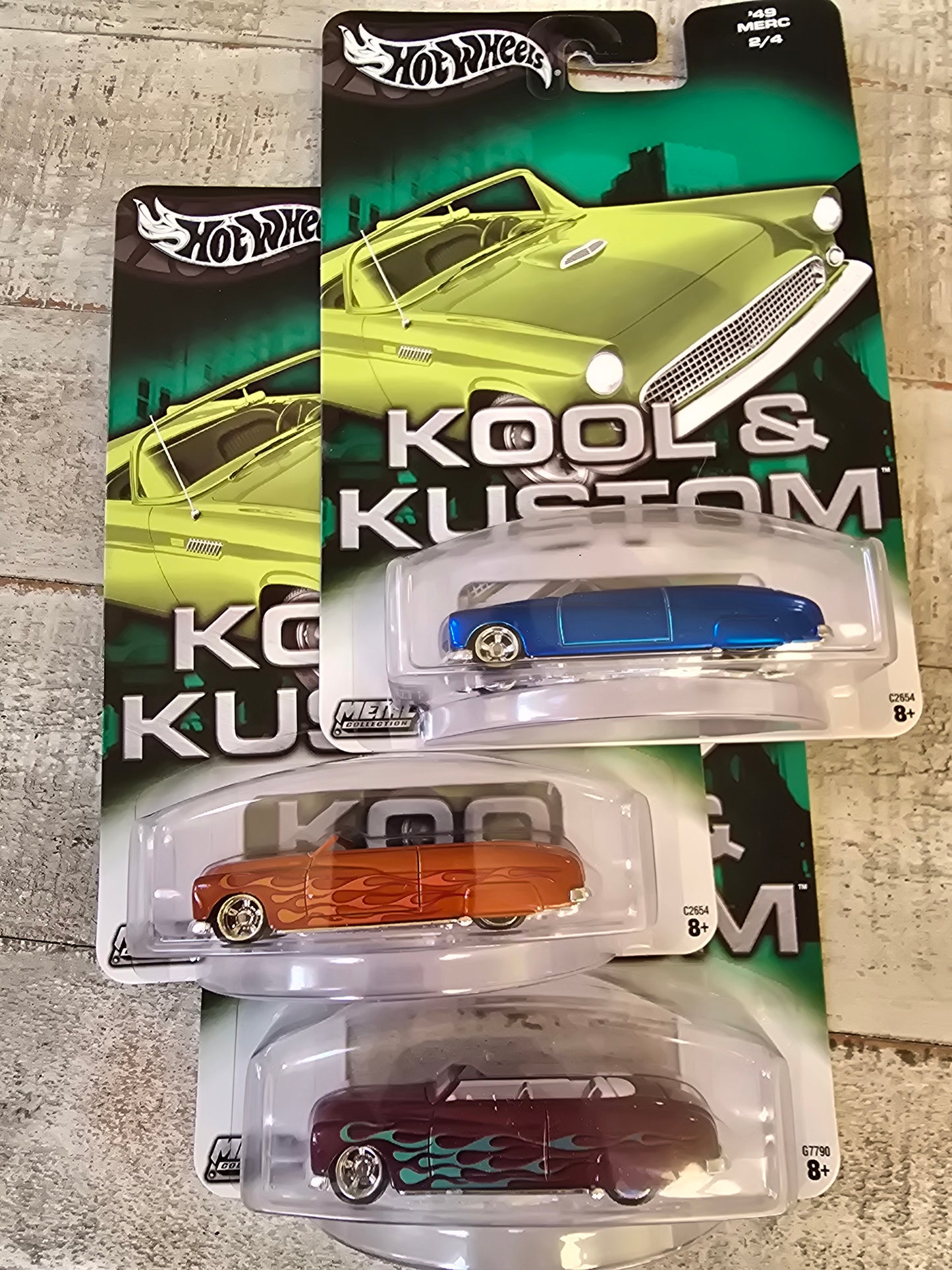 HOT WHEELS 2004 KOOL & KUSTOM SERIES 1949 MERC CONVERTIBLE set of 3 - House of Cars Virginia