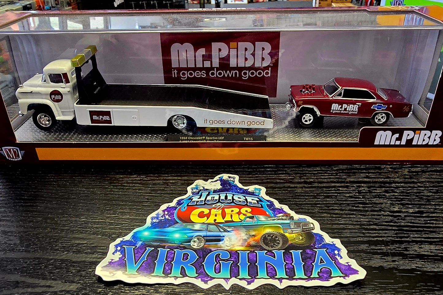 M2 Machines Hauler 1958 Chevrolet Spartan LCF and 1967 Chevrolet Nova Gasser (Mr. Pibb) - House of Cars Virginia