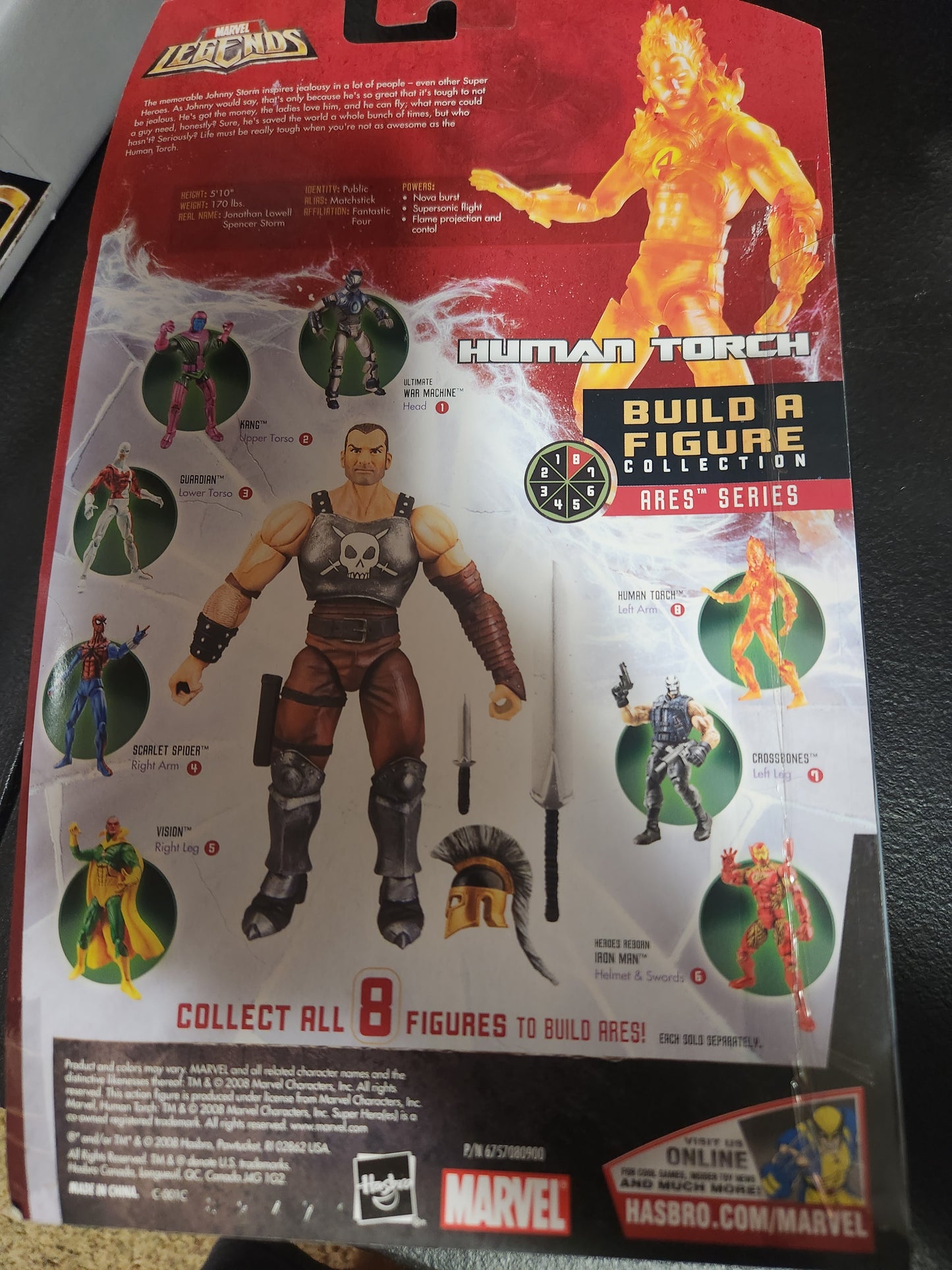 Marvel Legends Human TORCH 6" Build A Figure Ares Series w Left Arm 2008 Walmart - House of Cars Virginia