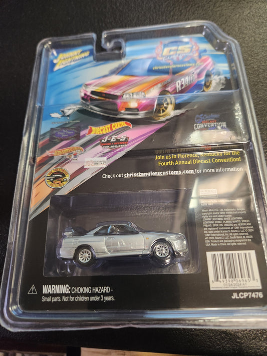 Johnny Lightning 2024 DOUBLE TAKE R34 TRO nissan skyline silver. CS Exclusive - House of Cars Virginia
