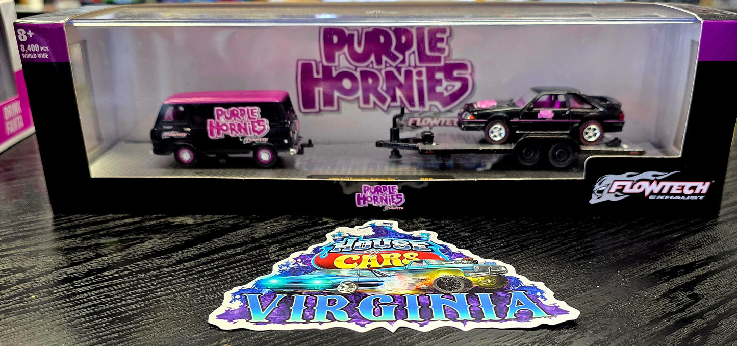 M2 Machines Hauler 1965 Ford Econoline Delivery Van and 1988 Ford Mustang GT (Purple Hornies) - House of Cars Virginia